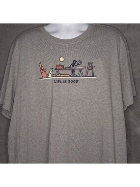Life Is Good Mens Graphic T-Shirt XXXL Crusher Tee Gray Short Sleeve Crew New